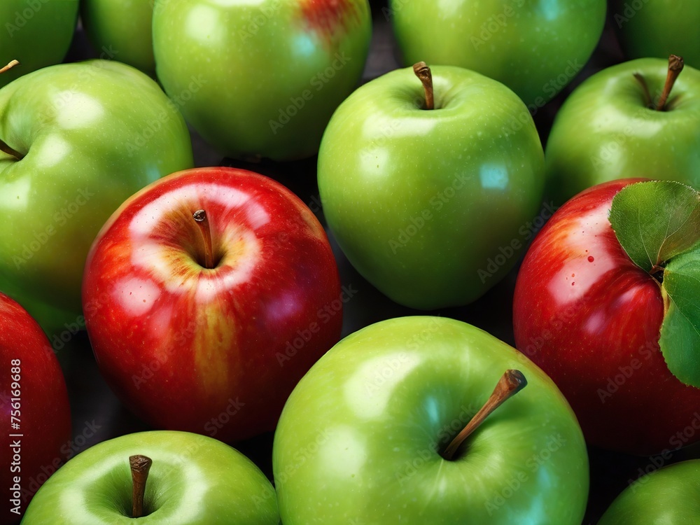 Beautiful ripe red and green apples, close-up Beautiful ripe red and green apples, close-up