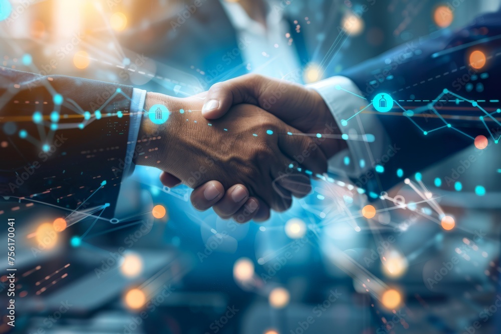 Two business man shake hand deal done Two business man shake hand deal done