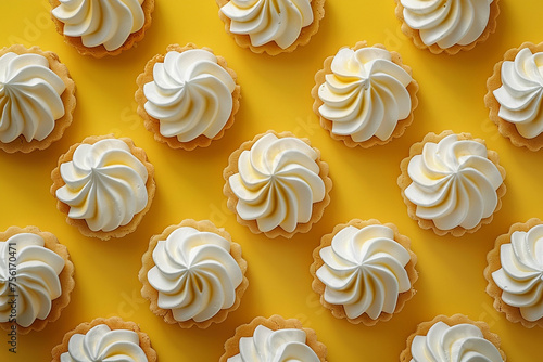 mini Tartlets with lemon kurd and italian meringue pattern background
