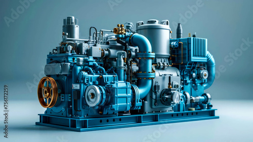 Industrial background with blue electric motor