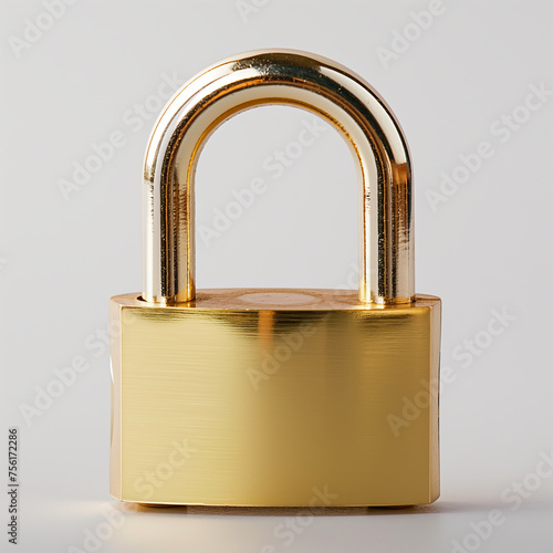 Golden padlock on a light background. Suitable for cybersecurity, protection and privacy concepts.