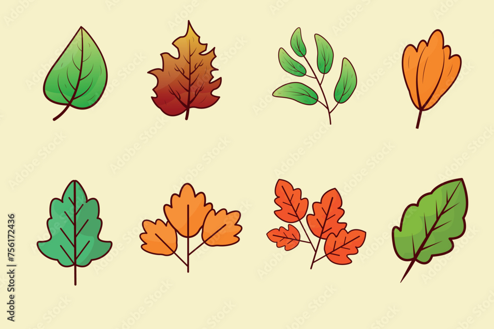 Obraz premium a set of different autumn leaves illustration design