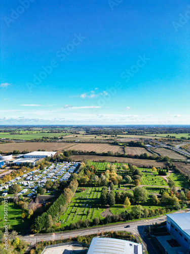 High Angle View of Industrial Estate Warehouse at Hemel Hempstead City of England UK. November 5th, 2023
