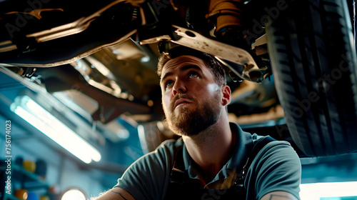 Wallpaper Mural Garage Mechanic Inspecting a Car Torontodigital.ca