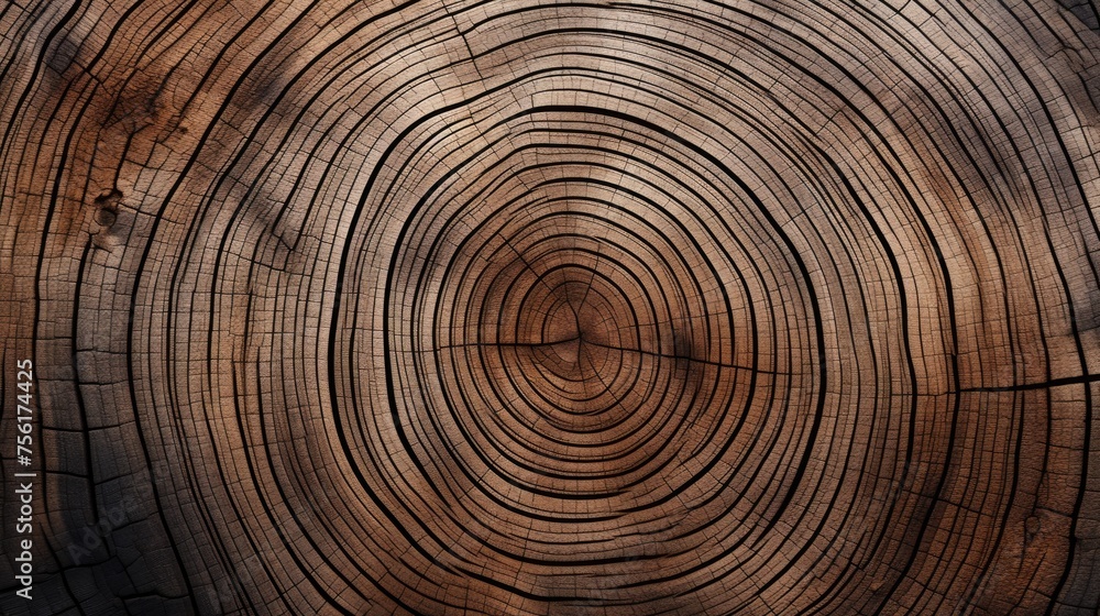 Fototapeta premium Delve into the organic warmth of a wooden cut texture. Ai Generated