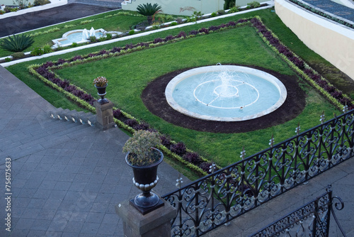 Fountain and flower geometric design park