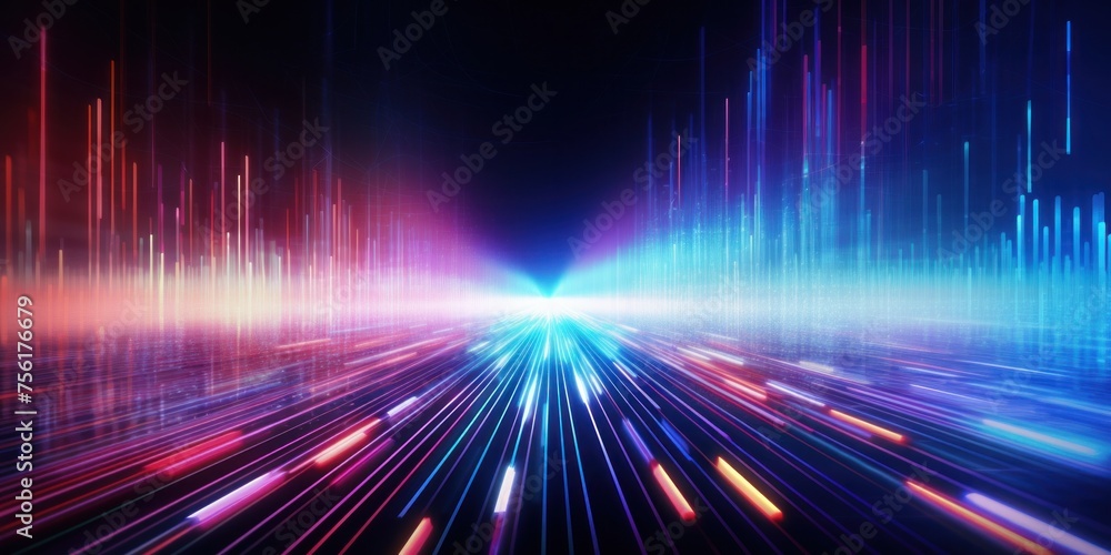 Fototapeta premium abstract neon glow lines glow rays technology network concept glowing neon lights ai big data technology science technology