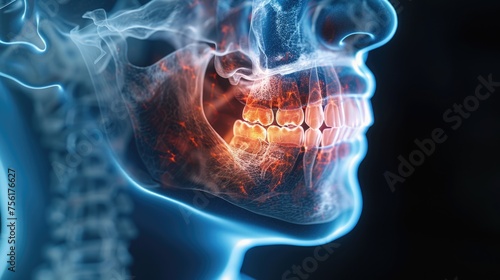 Artistic X-ray image of a human jaw