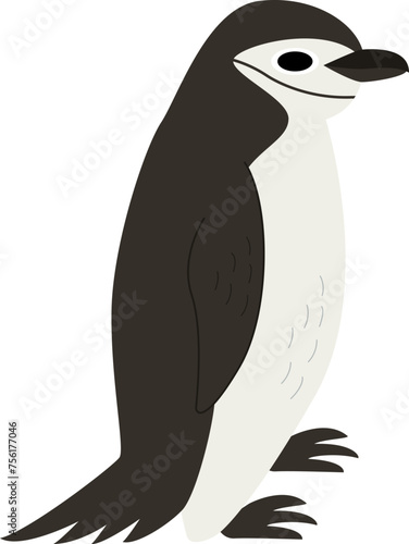 Vector illustration of cute chinstrap penguin isolated on white background.