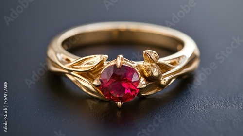 A ruby gold ring, a symphony of elegance and opulence, graced with the rich glow of precious metal and vibrant gem, Ai Generated.