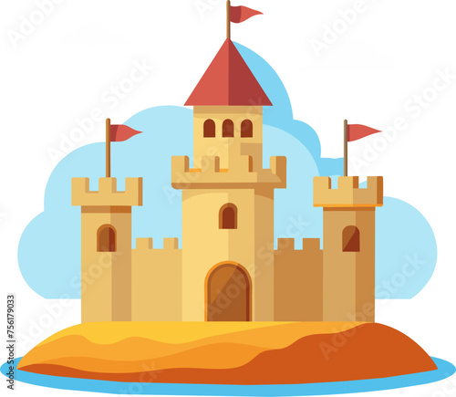 minimalist summer sandcastle flat illustration vector design
