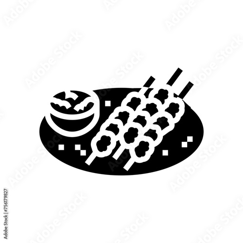 satay skewers thai cuisine glyph icon vector. satay skewers thai cuisine sign. isolated symbol illustration