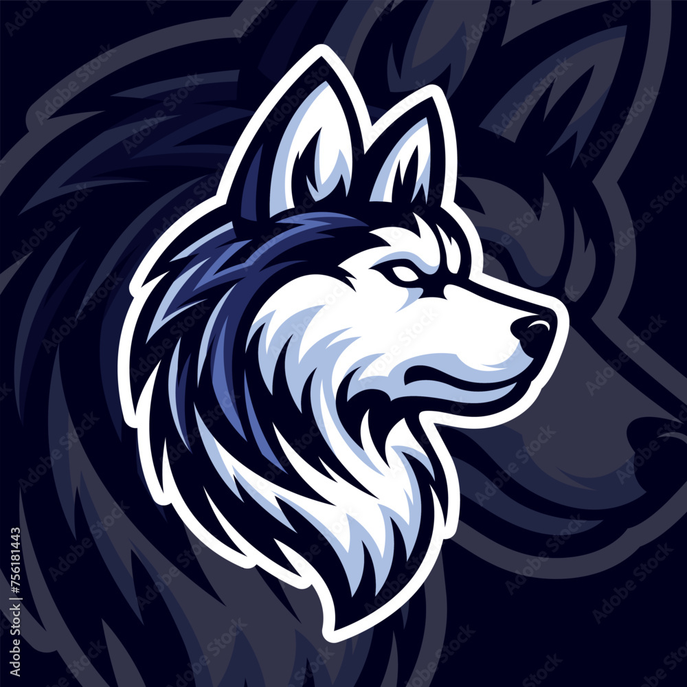 Fototapeta premium Husky Dog Head Mascot Logo