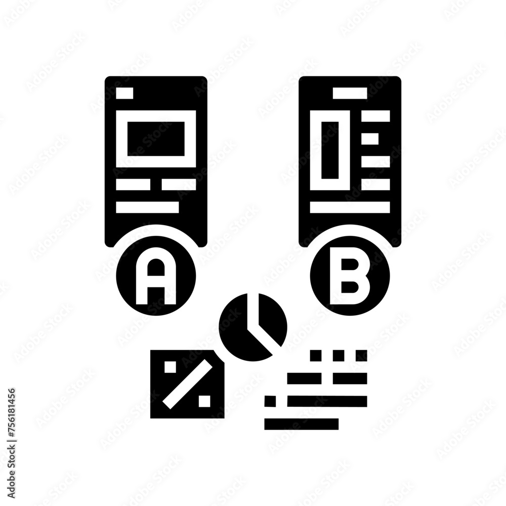 ab testing ux ui design glyph icon vector. ab testing ux ui design sign. isolated symbol illustration ab testing ux ui design glyph icon vector. ab testing ux ui design sign. isolated symbol illustration