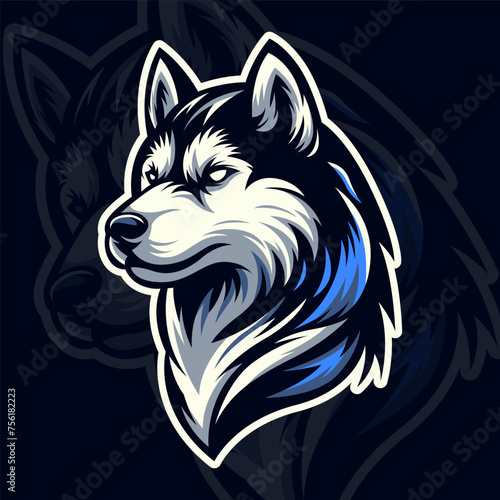 Husky Dog Head Mascot Logo Sticker Badge