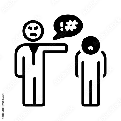 Vector solid black icon for Verbal bully