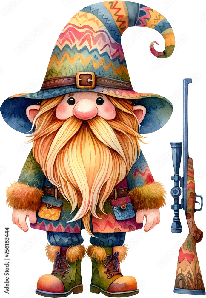 Adventurous Gnome with Rifle and Hunting Gear
