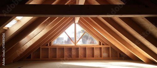 New wooden frame installed in the attic ceiling frame.