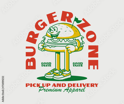 cartoon character of burger Graphic Design for T shirt Street Wear and Urban Style
