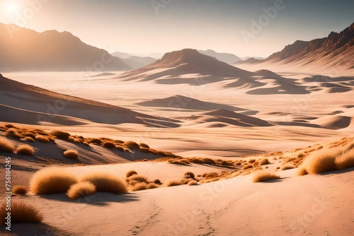 Gentle undulations of plateau majesty, a serene landscape in the soft hues of morning light. photo