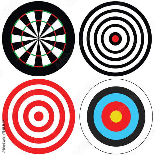Set of target vector. Darts board,archery target,shooting or Gun shooting targets or aiming target 