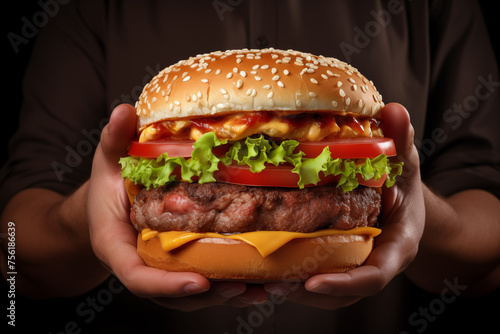hamburger in hand