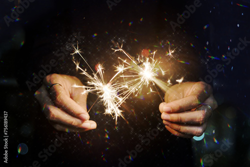 Man celebrating diwali with sparklers