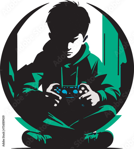 Adobe Illustrator Artwork of a boy playing video game logo