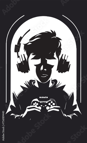 Adobe Illustrator Artwork of a boy playing video game logo