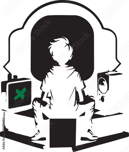 Adobe Illustrator Artwork of a boy playing video game logo