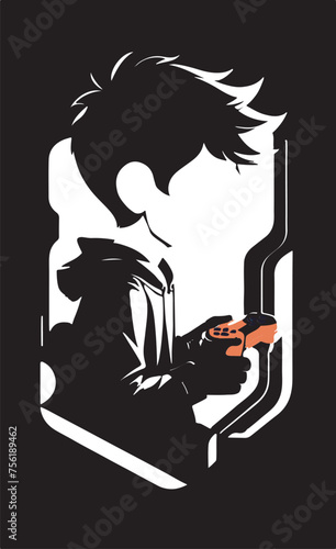 Adobe Illustrator Artwork of a boy playing video game logo