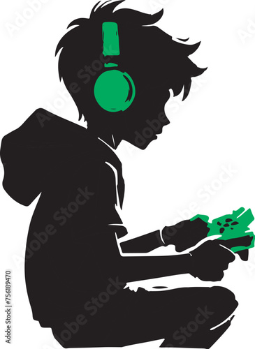Adobe Illustrator Artwork of a boy playing video game logo