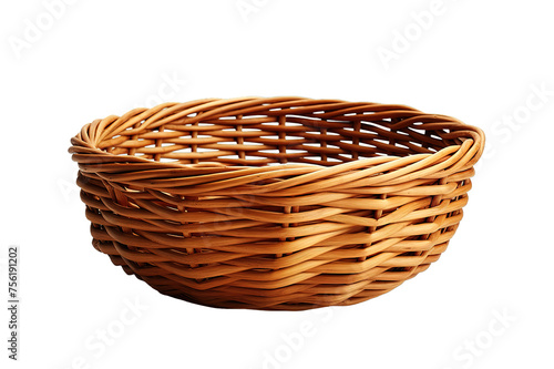 Empty wicker basket isolated on PNG Background. Generative Ai.