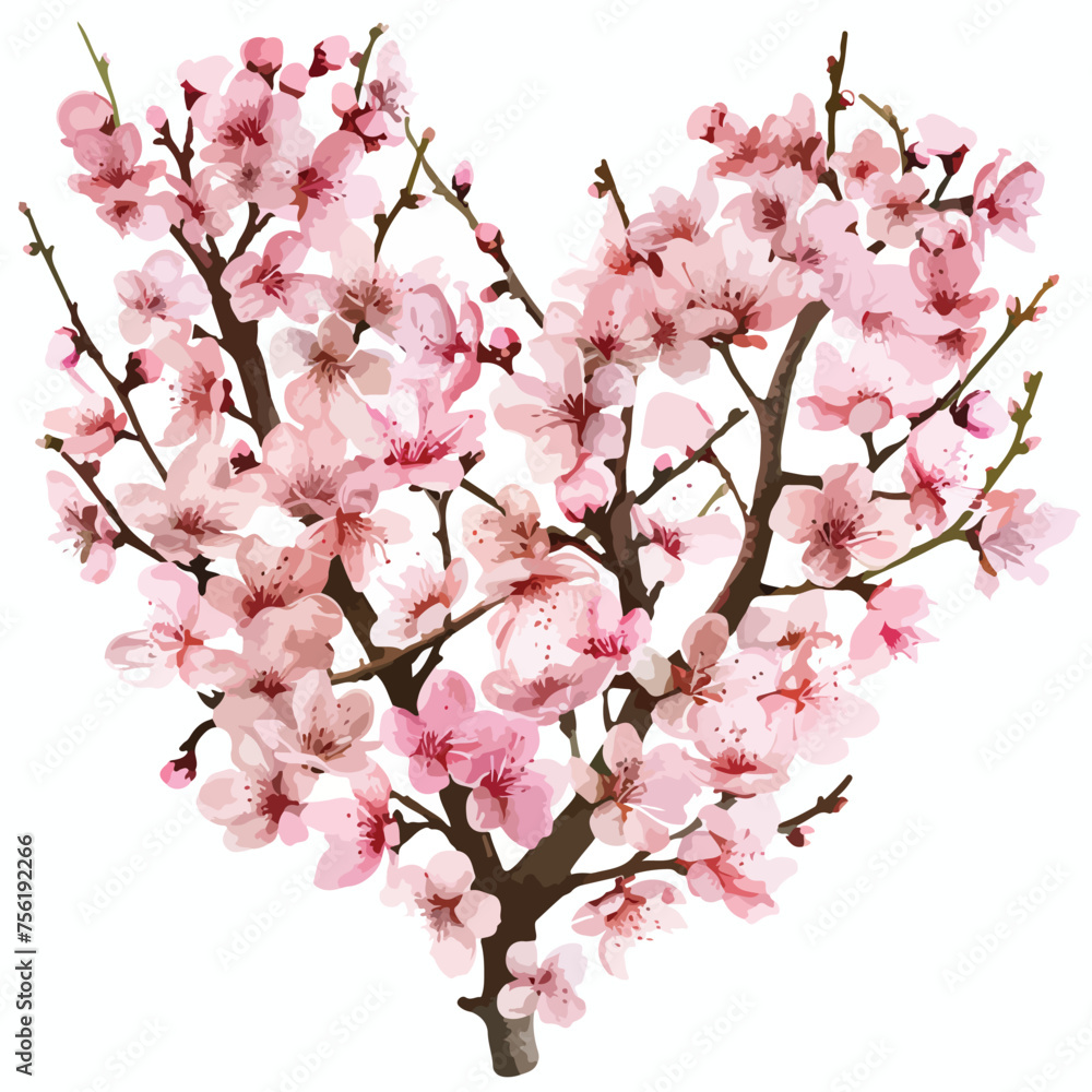 Cherry Blossom Heart Clipart Clipart isolated on white