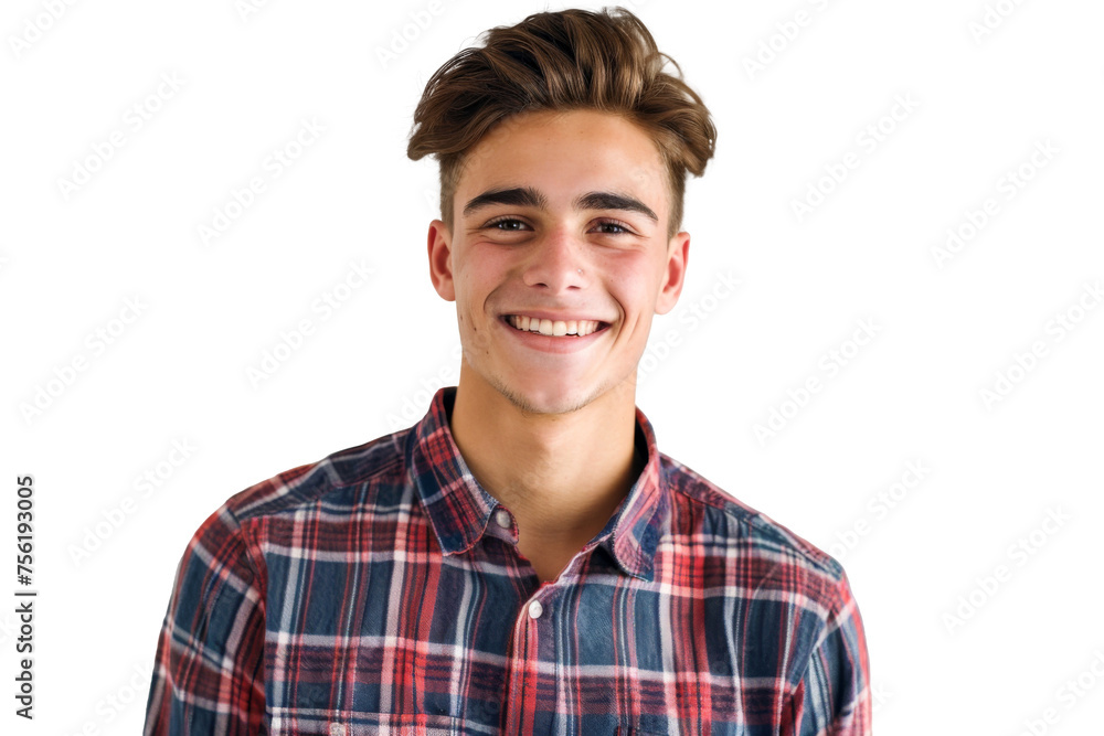 Studio portrait of a handsome young white Americana man with a beautiful smile wearing casual outfits looking at camera, isolated on transparent png background. Studio portrait of a handsome young white Americana man with a beautiful smile wearing casual outfits looking at camera, isolated on transparent png background.