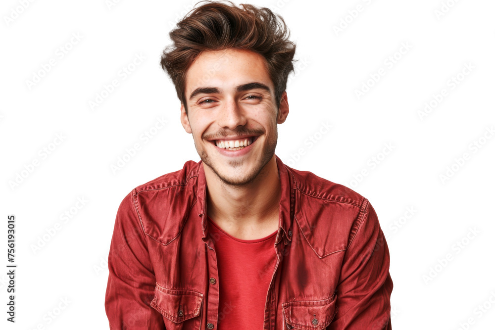 Studio portrait of a handsome young white Americana man with a beautiful smile wearing casual outfits looking at camera, isolated on transparent png background. Studio portrait of a handsome young white Americana man with a beautiful smile wearing casual outfits looking at camera, isolated on transparent png background.
