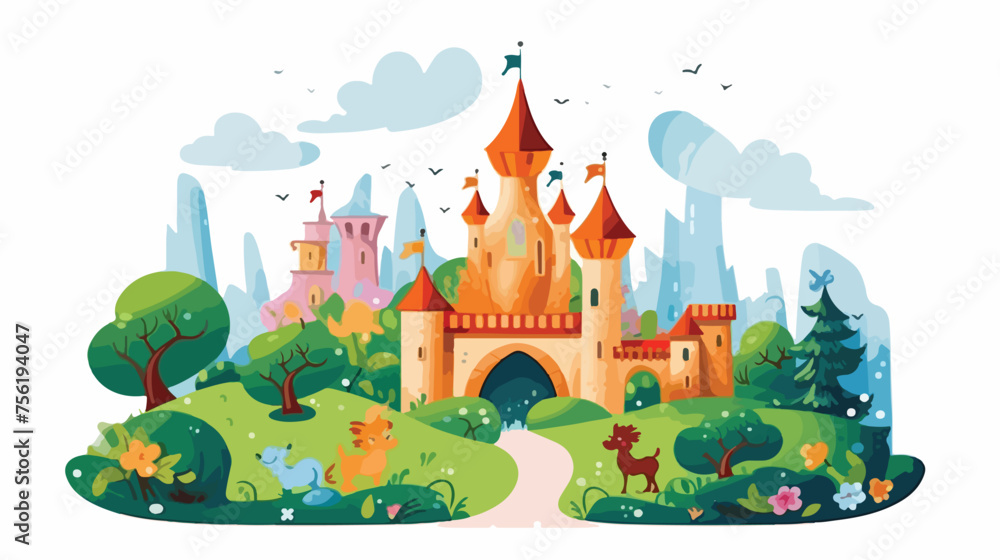 Cartoon scene for fairy tales   illustration for the