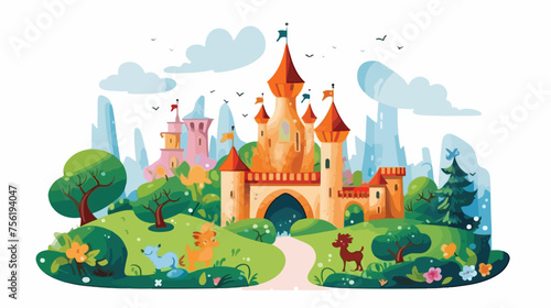 Cartoon scene for fairy tales illustration for the