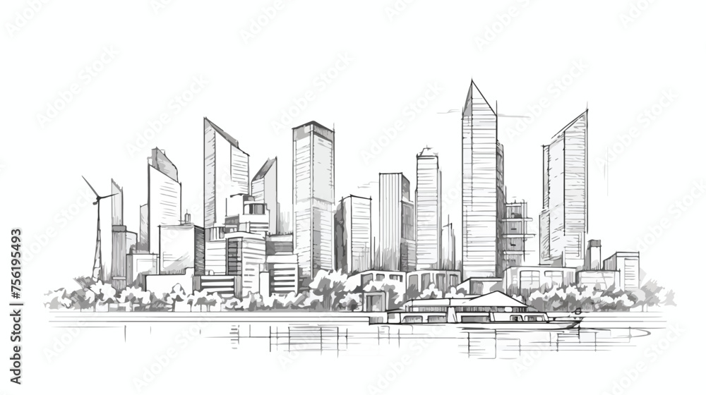 Cityscape sketch. Architecture new building construc