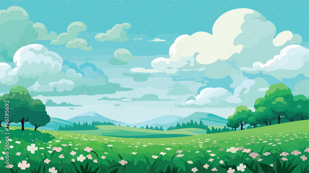 Clover sky landscape flat vector isolated on white b