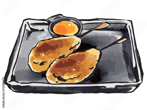 居酒屋の鶏つくね　手描きイラスト