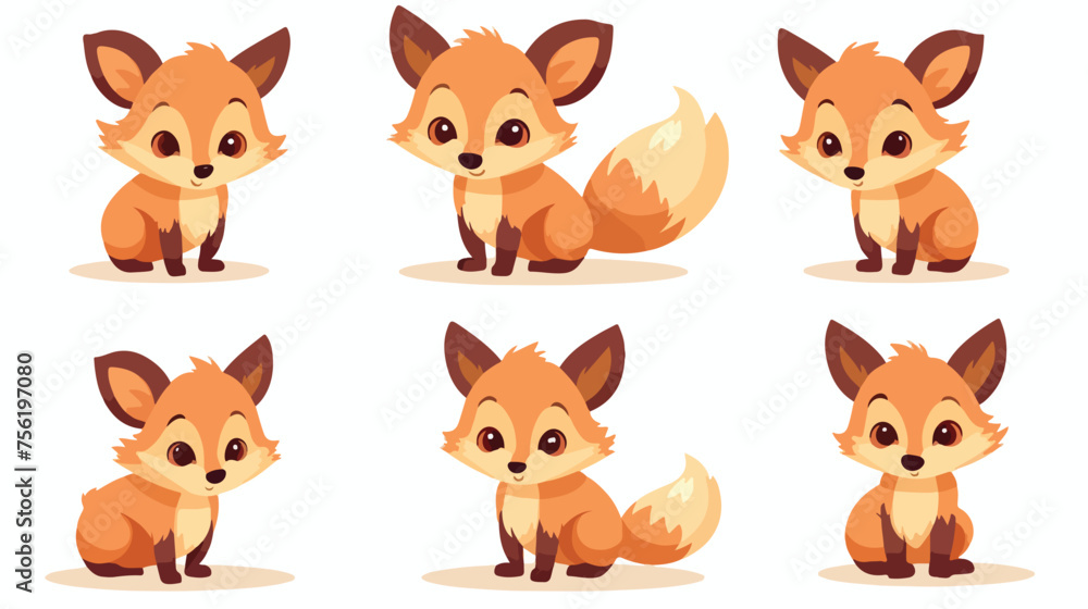 Cute Baby Fox Cartoon Isolated flat vector isolated