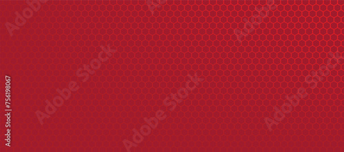 Abstract red vector banner with hexagon grid. Seamless pattern background