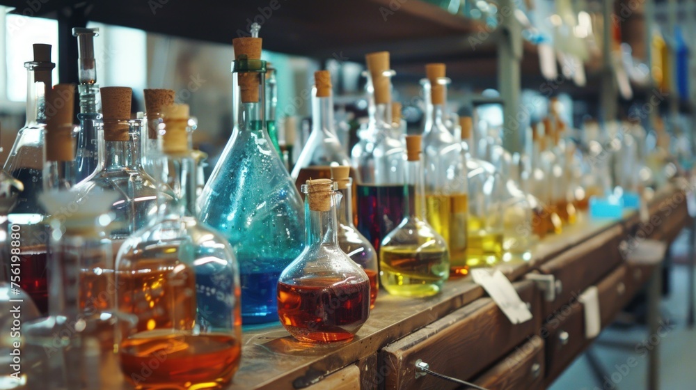 Laboratory research with lots of glass lab. Generate AI image Laboratory research with lots of glass lab. Generate AI image