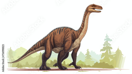 Dinosaur Plateosaurus Computer generated .. flat vector