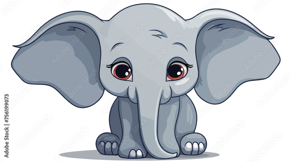 Distressed sticker of a cute cartoon elephant flat vector