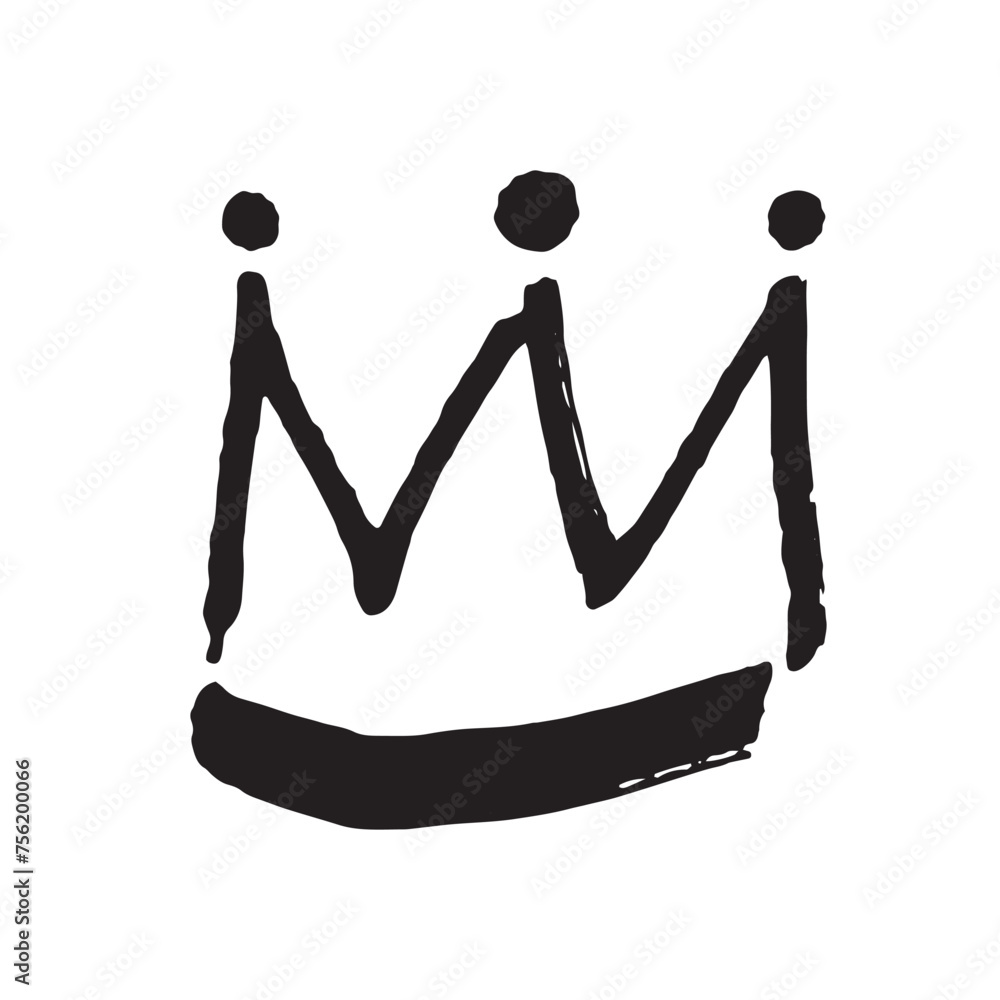 Grunge hand drawn crown isolated on white, vector illustration Stock ...