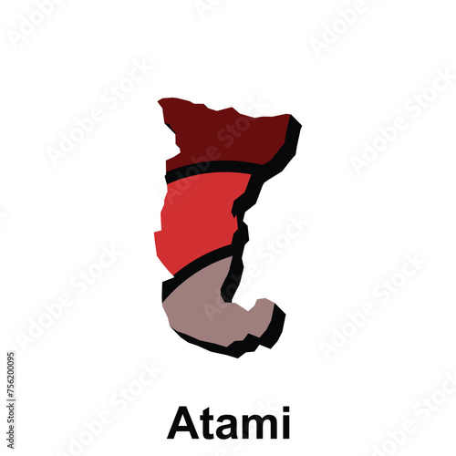 Atami City map design illustration, map on white background for business