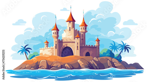 Fairy tale kingdom cartoon colored background 