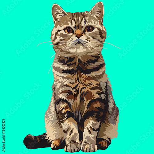 tabby Cat grey Cartoon flat 